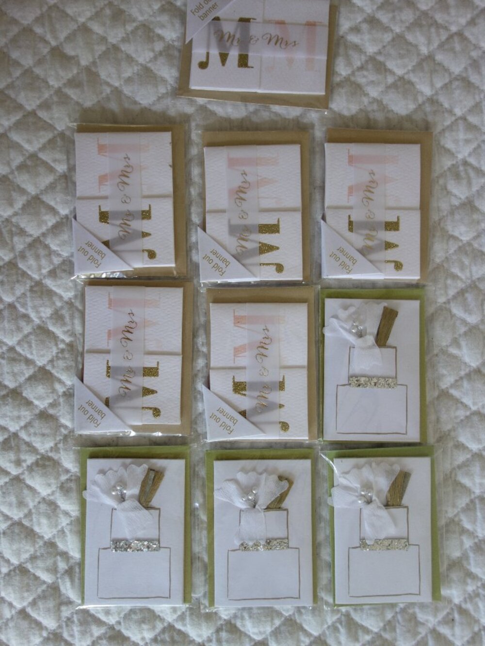 Lot of 10 NIP MERI MERI England Mini Wedding Cards, Mr & Mrs Banner $2.50 ea